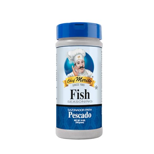 Chef Merito Fish Seasoning, Savory Seafood Blend, Large Jar, 14 o...