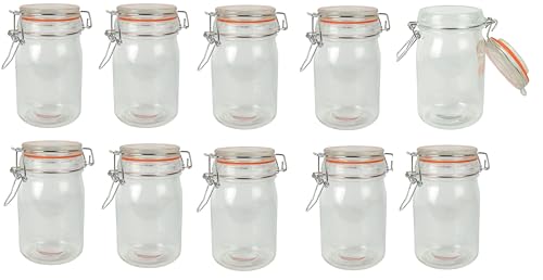 G&M Lot de 10 bocaux en verre avec fermeture à étrier – Bocaux de conservation (250 ml)