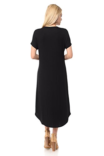 iconic luxe Women's A-Line Short Sleeve Midi Dress Large Black - Thumbnail 3