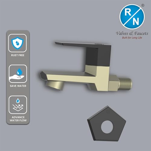 Image of RN PTMT Bib Cock for Bathroom | 15mm Foam Flow Water Tap with Flange | Luxury G20 Series Faucet | High-Grade Engineering Polymer Tap | Graphite Black Dual | Pack of 4