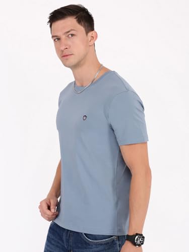 Image of Macroman M-Series Smartz Basics Half Sleeve Round Neck Stretch T-Shirt for Men, Cotton Blend (Pack of 1)