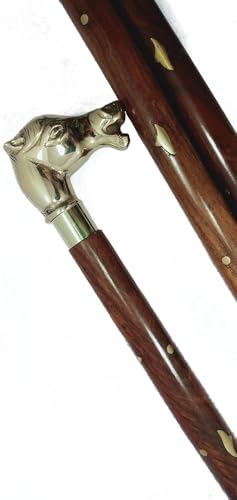 Canne de marche en bois et cheval en laiton 91 cm | Élégance intemporelle