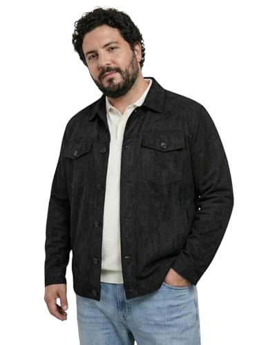 Image of UNSTD Men Plus Size Suede Jacket for Men | Winter Wear Full Sleeves Jacket | Comfortable Big & Tall Casual Jacket