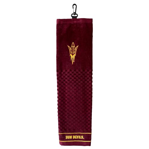 Image of Team Golf NCAA Arizona State Sun Devils Embroidered Golf Towel, Checkered Scrubber Design, Embroidered Logo (Pack of 6)