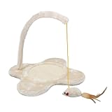 GARVALON Sisal Katzenkratzmatte mit Baumelnder Maus Kratzbaum für Kätzchen Blumenförmig Robustes Katzenspielzeug für Wohnungskatzen der Bewegung