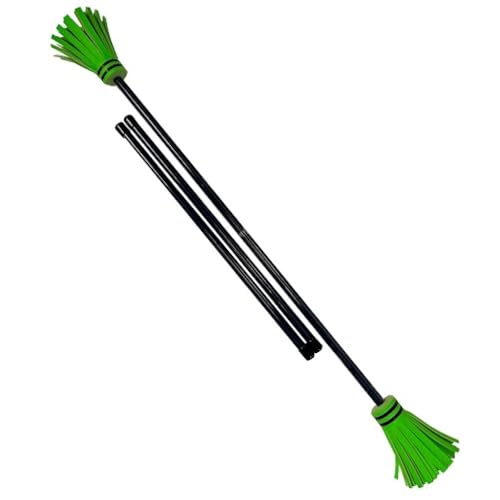 Z-STIX Juggling Flower Sticks-Devil Stick and 2 Hand Sticks, Beginner Friendly - UV Reactive Sport Line (Black Stick with UV Green Flowers)