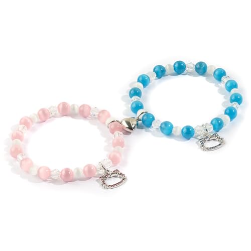 2pcs Magnetic Friendship Couples Bracelets Set, Matching Bracelet for Couple Gifts for Best Friend Valentines Day Gifts Bff Bestie Gf Soulmate