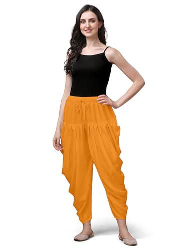 Mehrang Loose Fit Rayon Dhoti Pant for Women Patiala Slawar Bottom Wear Harem Pants, Waist Free Size (26 Inch to 38 Inch)