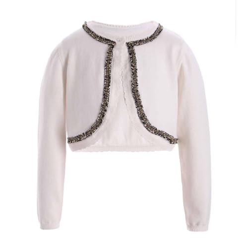 Loyan Little Girls Cropped Sweaters Tops Open Front Bolero Cardigan Long Sleeve Knitted Shrug