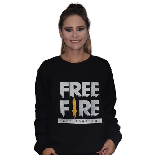 Moletom Blusa Casaco de Inverno Bordado Unissex Free Fire (BR, Alfa, GG, Regular, Regular, Preto)