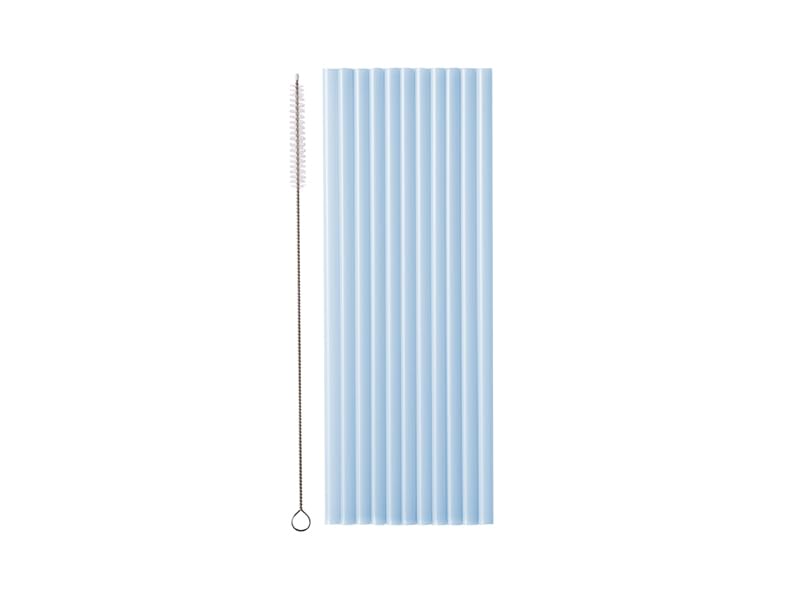 576 pajitas de plástico + cepillo de limpieza, 23 cm, color azul claro reutilizable