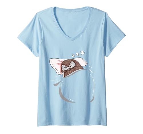 Femme Chouette dort Pyjama cadeau de sieste Chouette T-Shirt avec Col en V