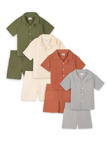 Image of Kidbea Organic Cotton Shirt & Pant Co-ord Set for Kids | Elegant & Comfortable Summer Wear | Stylish Half Sleeve Shirt with Bow & Comfy Shorts