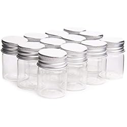 Ollas Con Tapa De Aluminio Amorar 15 ml de Vidrio Transparente Contenedores Cosméticos Tarros Ollas Viajes Pequeñas Botellas de Maquillaje Cajas con Tapas de Aluminio para Crema Facial