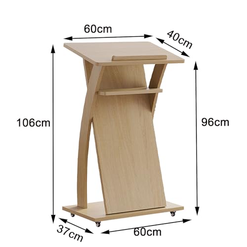 Atril portátil con ruedas madera maciza púlpito iglesias conferencias 3