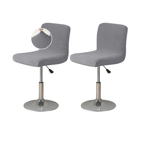Image of FUANGUI Bar Stool Covers Set of 2, Stretch Bar Stool Chair Cover Slipcovers, Knitted Jacquard Counter Stool Bar Chair Covers for Kitchen Pub Dining Room (Knitted Grey)