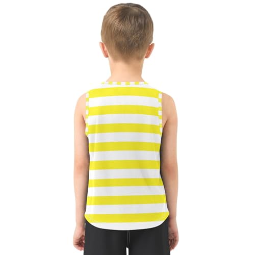 J JOYSAY Yellow Stripe Line Boys Tank Top Sleeveless Muscle Shirts Quick Dry Workout Active Sport Kids T-Shirts 3-15T3
