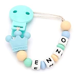 Sujetachupetes Personalizado Corona | Alivio molestias de dentición | Certificado Normativa Europea EN-71 (Corona Azul)