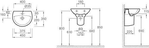 Jacob Delafon ODEON – Waschbecken 45 x 35 cm Odeon weiß