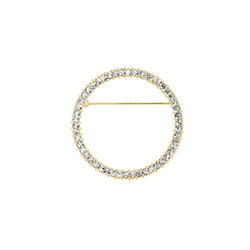 Shiny Geometry Circles Rhinestones Brooch for Women's Shawl Scarf Buckle Jewelry Men Suit Brooch Pins (Gold)