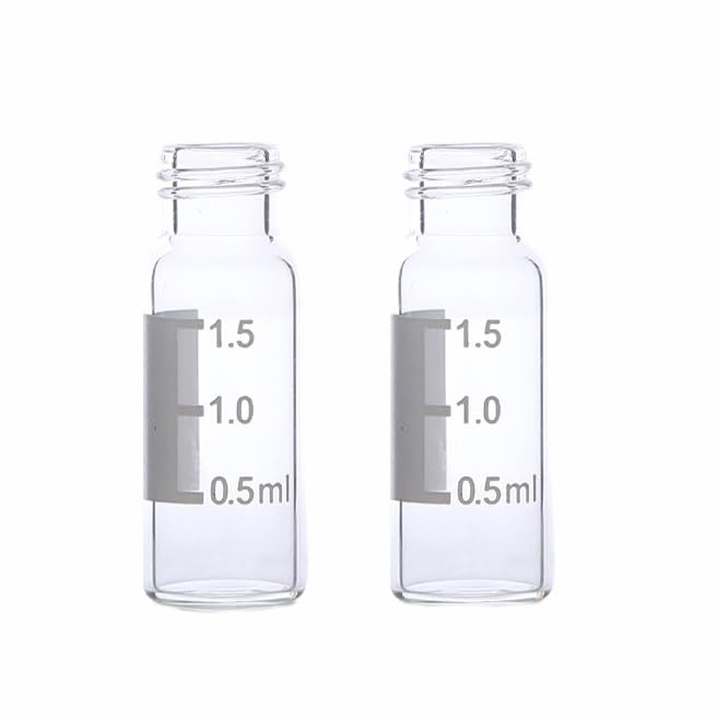 Laboratory Chromatography Small Bottle Wide Mouth Small Bottle, with pre Cut Diaphragm and lid 9mm Transparent Sample Small Bottle 1.5ml PTFE/Silicone Diaphragm 100 Pieces