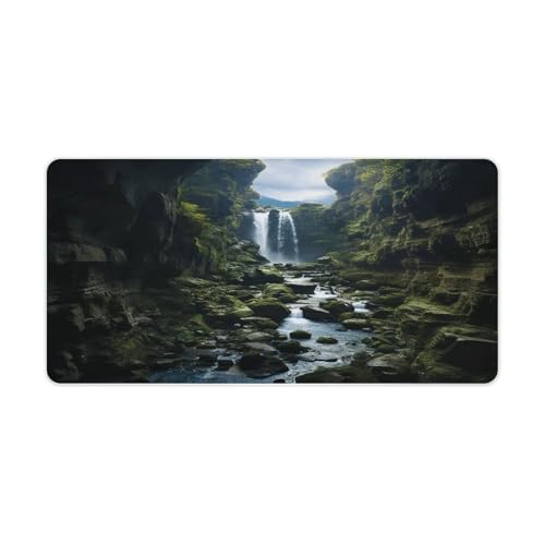 Mouse Pad Waterfall Cliff Desk Mat grande de goma miniatura 1