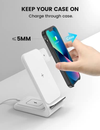 Image of Wireless Charging Station for Apple: 3 in 1 Wireless Charger Stand for iPhone 15 /14 /13 /12 /11 /X /8 /SE Series, Apple Watch 9 /Ultra /8 /7 /6 /SE /5 /4 /3 /2, AirPods 3 /2 /Pro /Pro 2