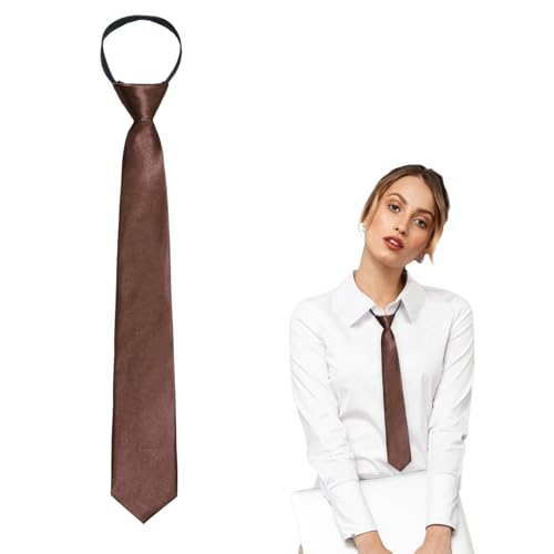 Image of Luckyvestir Womens Tie, Pre Tied Black /Red Ties for Women Adjustable Zipper Womens Necktie