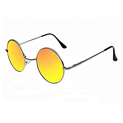 Gafas de sol John lennon - hippie - redondo - hombre - mujer - unisex - polarizado uv400 - montura plateada - lentes rojas - primavera - otoño - invierno - verano