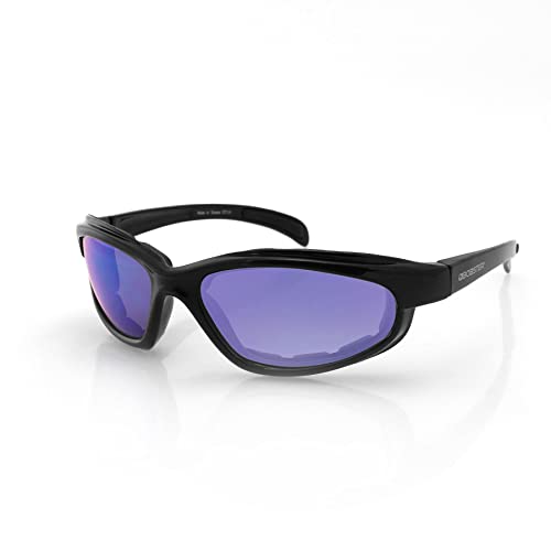 Bobster ® Fatboy, Gloss Black Frame, Cyan Mirror Lens