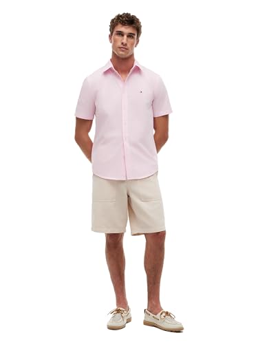 Image of Tommy Hilfiger Men's Short Sleeve Poplin Shirts in Regular Fit, Men's Button Down Shirts
