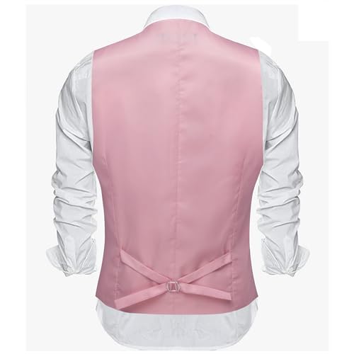 Barry.Wang Mens Formal Suit Vest Striped Casual V-neck Slim Fit Solid Color Waistcoat for Wedding Party Tuxedo4