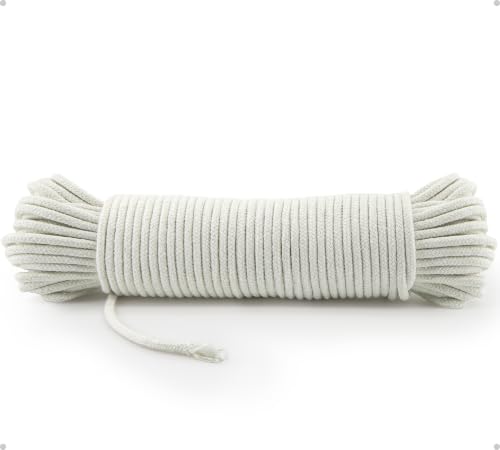 100ft 3/16 Clothesline White Braided Cotton Rope Strong for Crafts Laundry