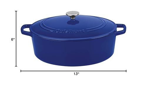 Image of Cuisinart Chef's Classic Enameled Cast Iron Dutch Oven with Lid, Porcelain Enameled Interior, Oven Safe, Induction Compatible, 7-Quart, Oval, Cobalt