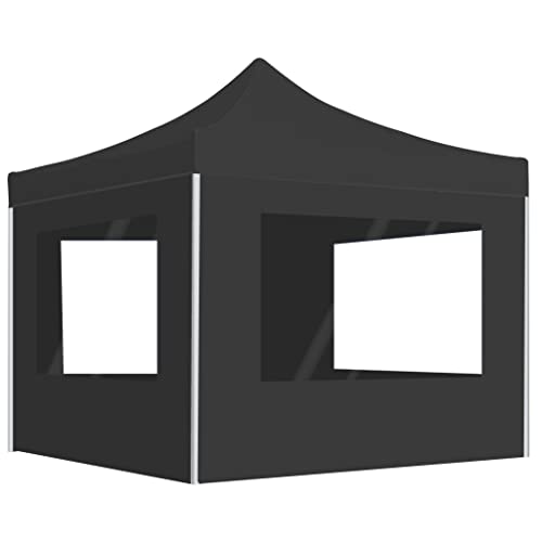 Ordellia Carpa plegable para fiestas profesionales, 3 x 3 m, con marco de aluminio y techo impermeable, color antracita, con paneles laterales para exteriores, terraza, camping, barbacoa, festivales