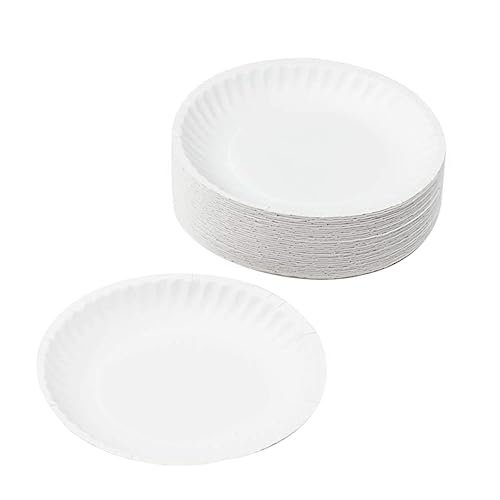 GARIOUANS 50 Piezas Platos Desechables para Pintura y Manualidades Bandejas Multiusos de Pulpa Blanca para Material Diy para Fiestas y Picnic Platos para Colorear y Dibujar