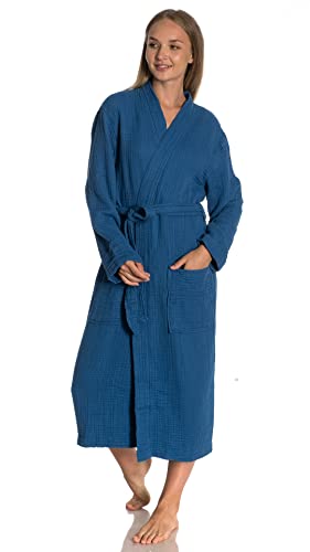 Image of Muslin Unisex Bathrobe Women & Men, 100% Cotton Kimono Lightweight Robe | Long Robes Soft, Absorbent, Spa robes