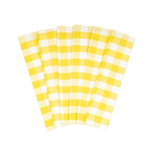 Image of Yellow Dish Towels - Highly Absorbent, Lint-Free, 100% Cotton, Large Size, 30 inchx20 inch, 6 Pack, Soft Fabric Yellow Kitchen Towels - Durable and Versatile Tea Towels Set with Hanging Loop (6 Pack)