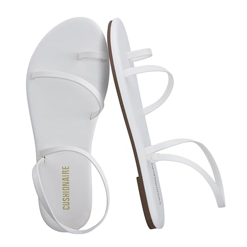 Image of CUSHIONAIRE CHAI Flat Strappy Sandals for Women, Comfortable Dressy Summer Slip-On Sandal with Memory Foam