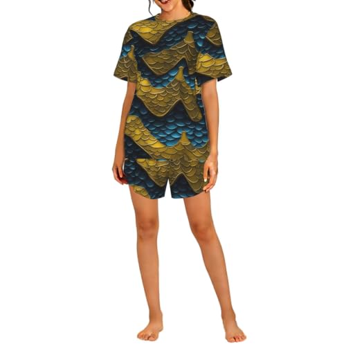 Pyjama court femme imprimé dragon - Vêtements de nuit confortables maison