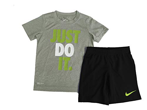 Nike Little Boys Dri Fit Short Sleeve T-Shirt and Shorts 2 Pcs Set, Dark Gray Heather(66C184-GK6) 18 Months