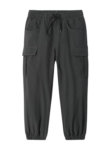 HONCAN Toddler Cargo Joggers Pants Baby Boys Girls Outdoor Quick Dry Hiking Pants Kids Lightweight Athletic Pants with Pockets(6067-DarkGray24M)