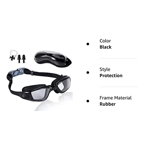 Fundastic, Swim Goggles Swimming Goggles No Leaking Anti Fog Uv Protection Triathlon With Nose Clips + Ear Plugs,Swim Goggles For Women Men Adult Youth (Black) #TOP5