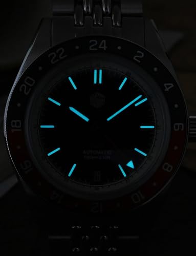 San Martin Dive Watches for Men NH34 Movement GMT Watch Mechanical SN0116 Sapphire Mirror Full Luminous 10ATM Waterproof Wristwatch, 39.5MM Stainless Steel