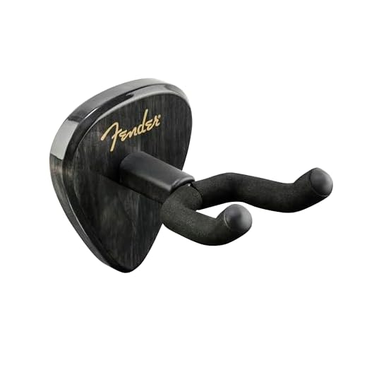 Fender Classic 351 Shape Guitar Wall Hanger, Secure Wall Mount for Acoustic and Electric Guitars, Black Finish