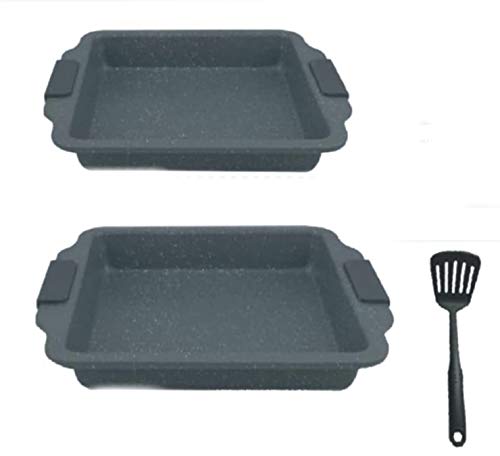 DG BAVARIA 2 Teglie Quadrate Misure 27 e 30 cm. Colore Nero con Paletta Serie Dolci e rustici