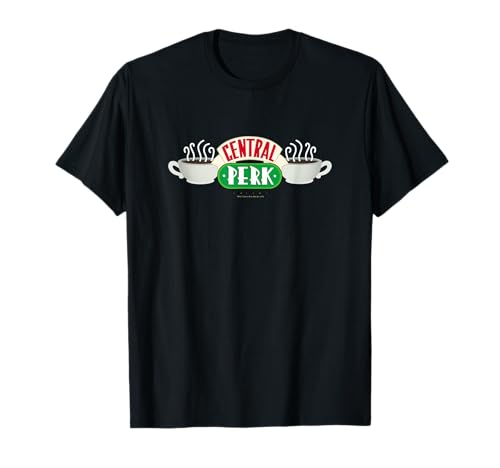 FRIENDS Central Perk Logo T-Shirt - Unisex Adult, Fans of Friends TV Show, Casual Wear Lovers, Gift Givers - Black, Small, Short Sleeve, Classic Fit, Cotton Blend, Machine Wash