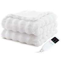 Amazon | 電気毛布【表兎毛調×裏フランネル】真っ白 掛け敷き兼用 大判
