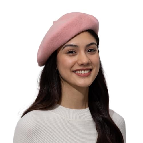 Classic Wool Beret Hats for Women Man Painter hat French Beret for Man Woman Warm Winte. (Pink)
