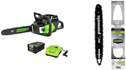 Greenworks Pro 80V 16-Inch Brushless Cordless Chainsaw, 2.0Ah Battery and Charger, 16-Inch Chainsaw Bar & Chain Combo 2904302 Included